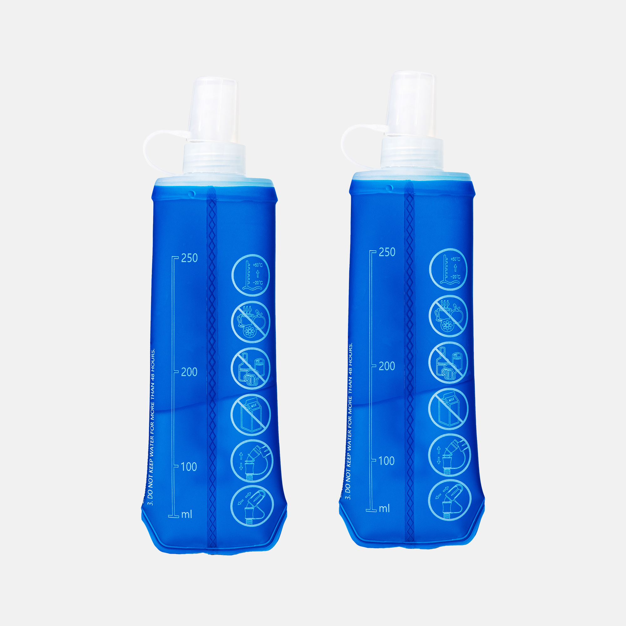 Stay fueled on the go with QuickFuel Blue Soft Flask 250ml (2-Pack).