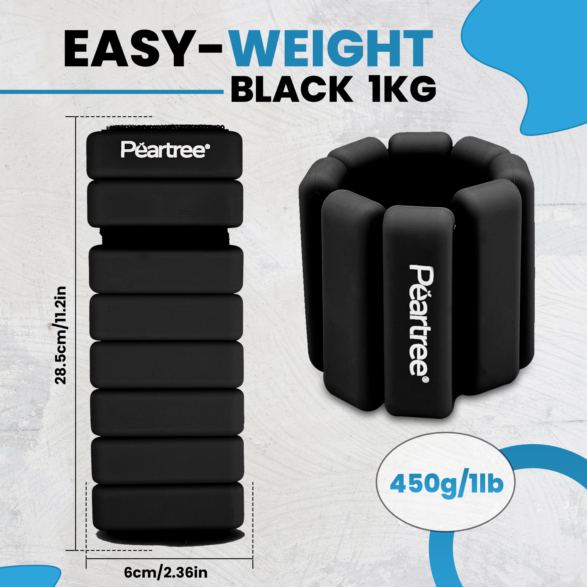 EASY-W8 Black 1KG – Wearable Weighted Bracelet & Weights
