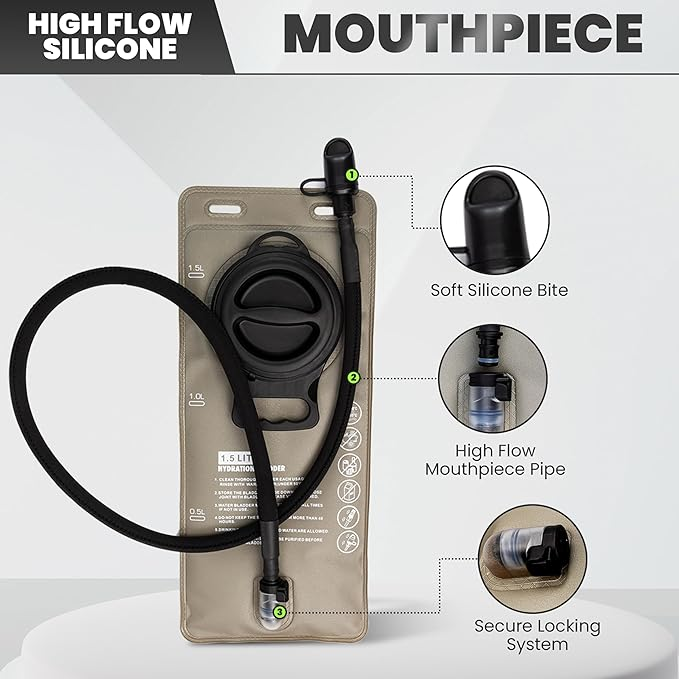 HydratePro Grey 1.5L – Leakproof Hydration Bladder