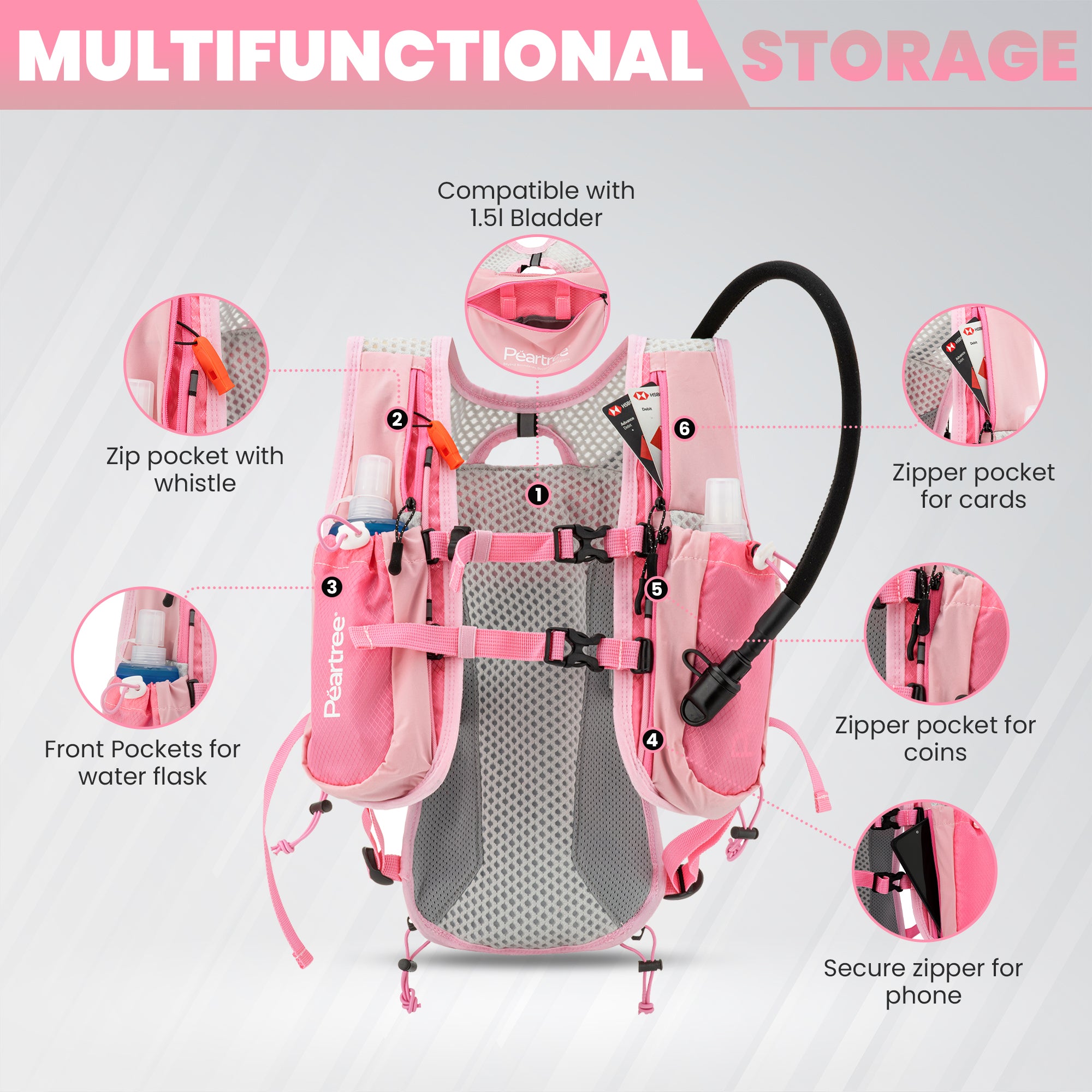 RaceReady Running Vest Pink 5L